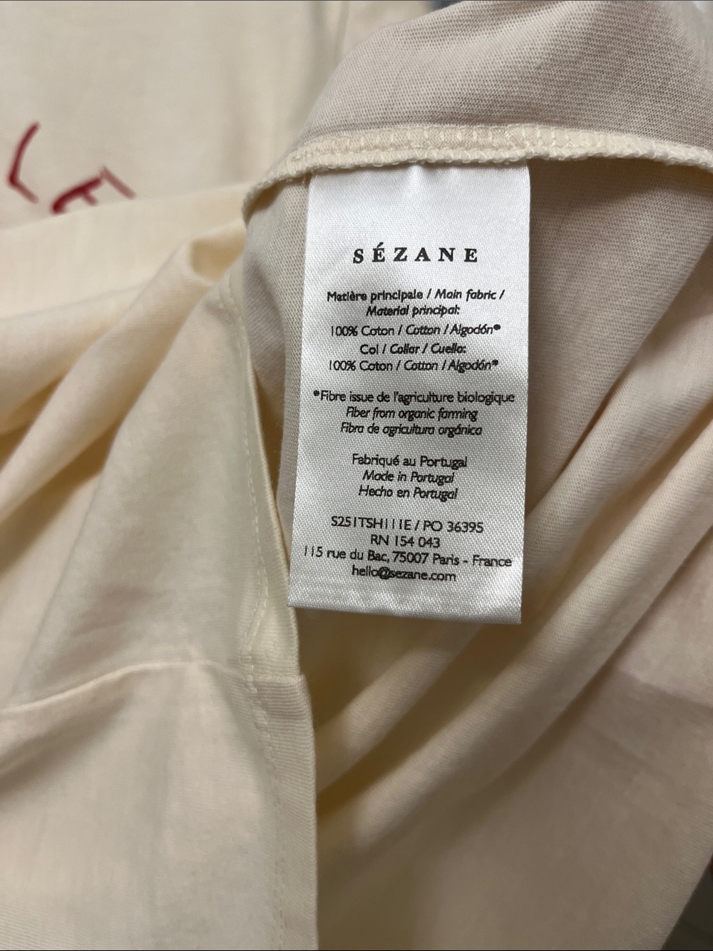 NEW Sezane Ivory Nashville Loves Paris Graphic Tee Shirt Size Small - Picture 7 of 7